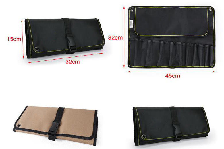10-pocket tool roll bag color and size
