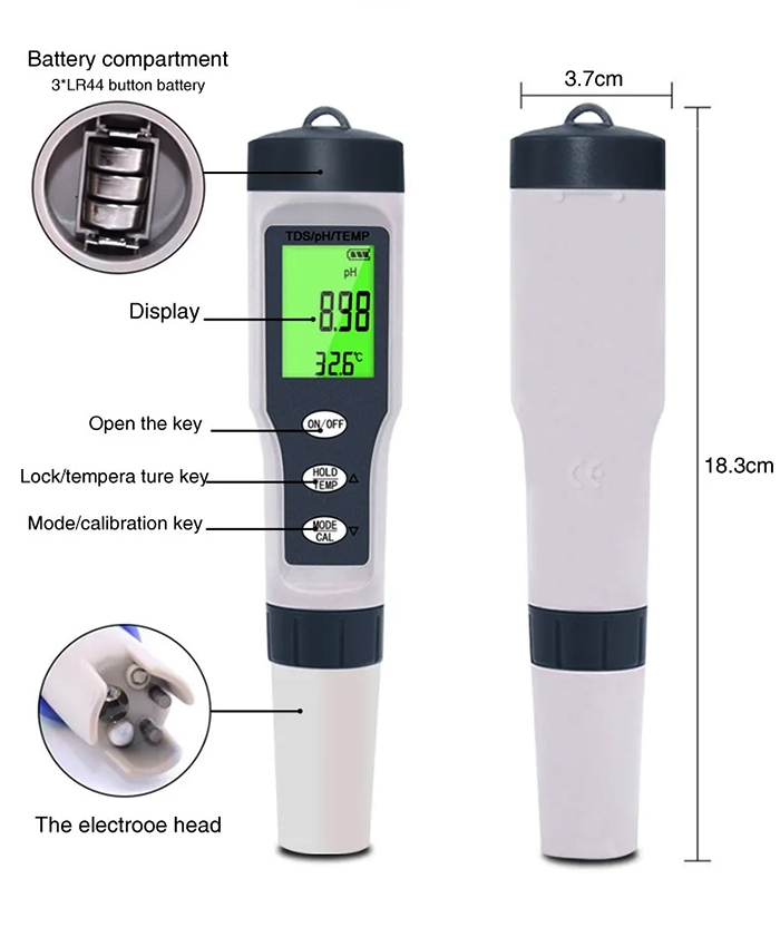 pH meter size and details