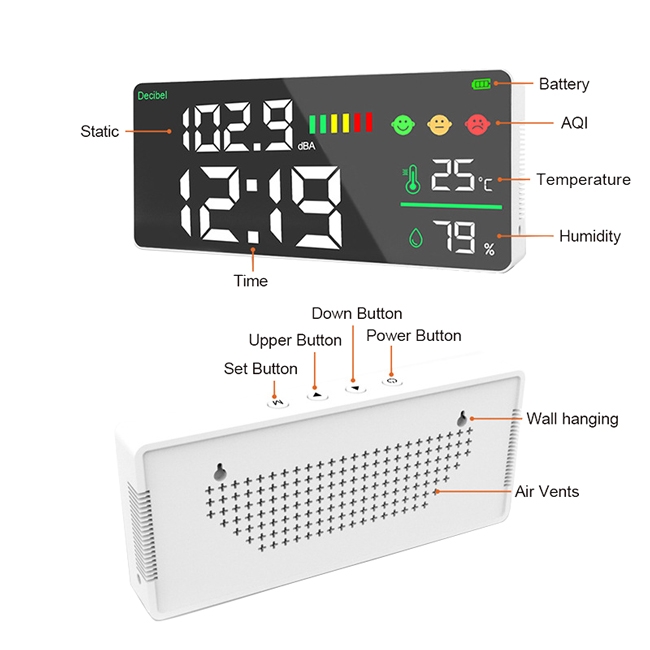 4 in 1 wall mounted decibel meter detail