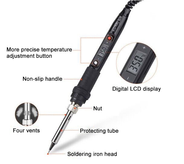 80W digital soldering iron details