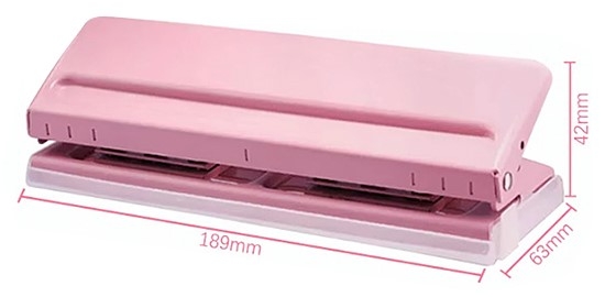 Adjustable 6 hole paper puncher pink dimensions