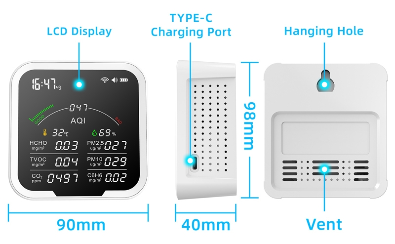 Air quality monitor home dimension