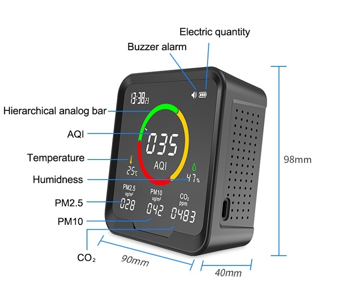 Ambient air quality monitor structure and size