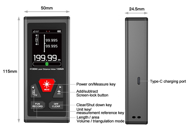 Bilateral laser distance meter detail