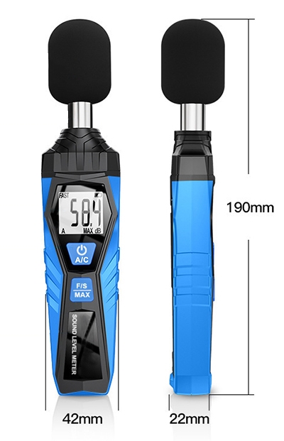 Digital decibel level meter size