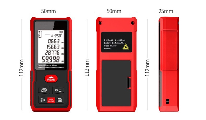 Handheld laser distance meter size