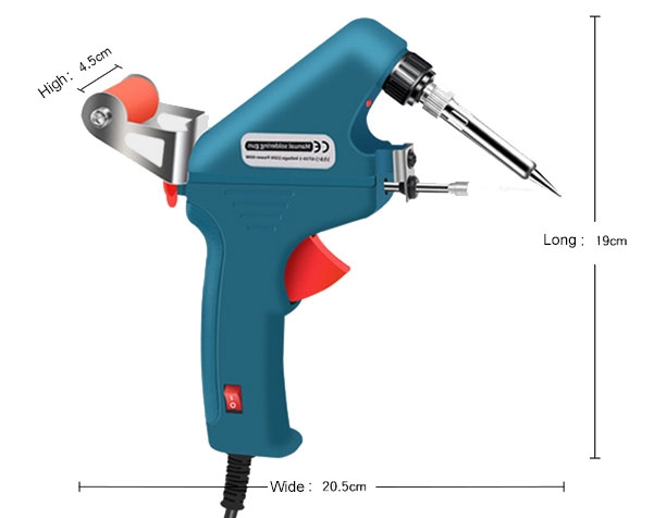 Handheld solder gun dimension