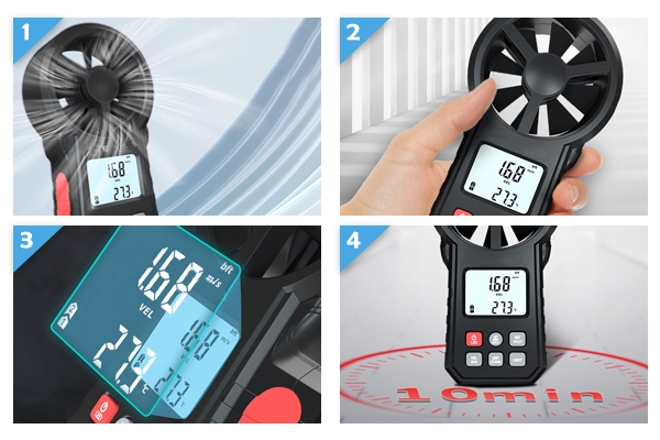 Intergrated vane anemometer features