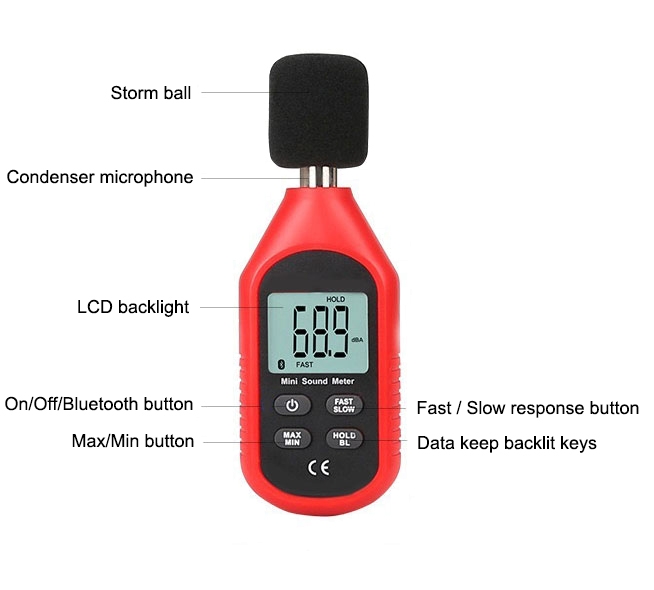 Mini sound level meter detail