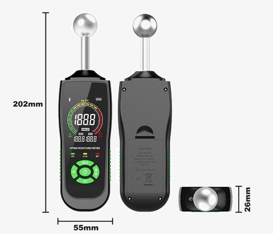 Moisture meter for walls size