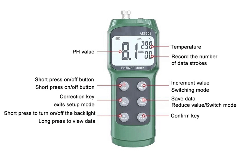 Portable ph meter detail