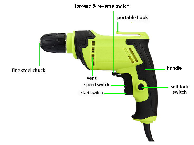 2.0Amp Corded Electric Drill, 3/4 Inch