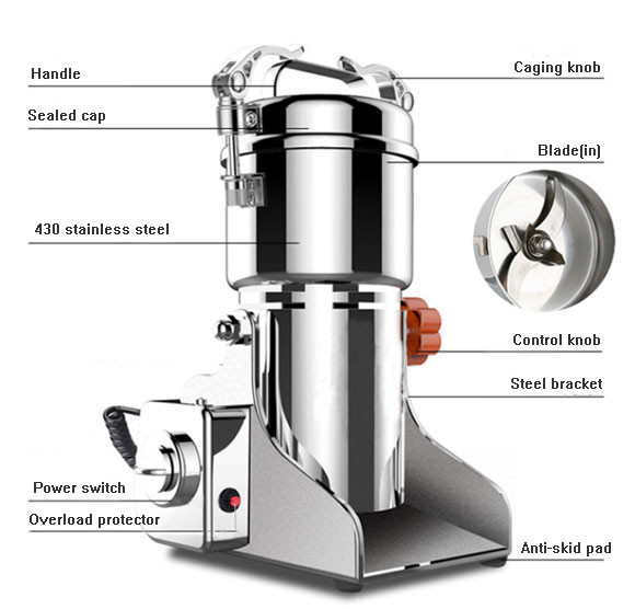 4500g Electric Grain Grinder Herb Spices Coffee Bean Powder Grinding Machine